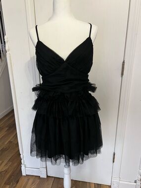 Lulu's Black Spaghetti-Strap Tulle Mini Dress, XL, New with Tags